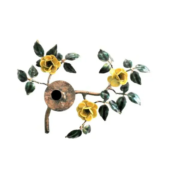 Bovano Enamel on Copper Candle Holder Yellow Flowers